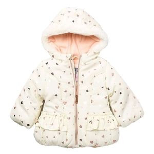 Kensie Girl Heart Print Jacket in Cream/Pink